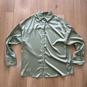 SHEIN Oversized Green Button Down Shirt